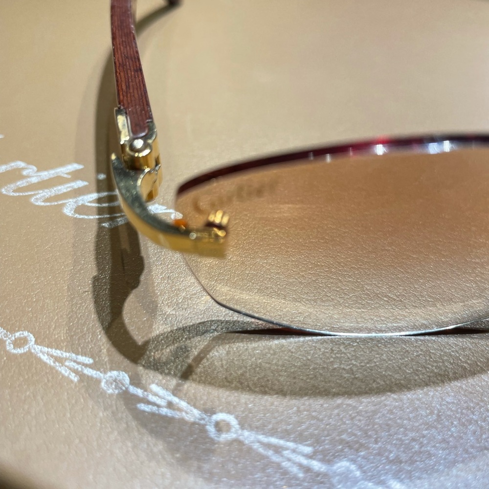 Vintage Cartier Wood Rimless Sunglasses - Picture 6 of 15